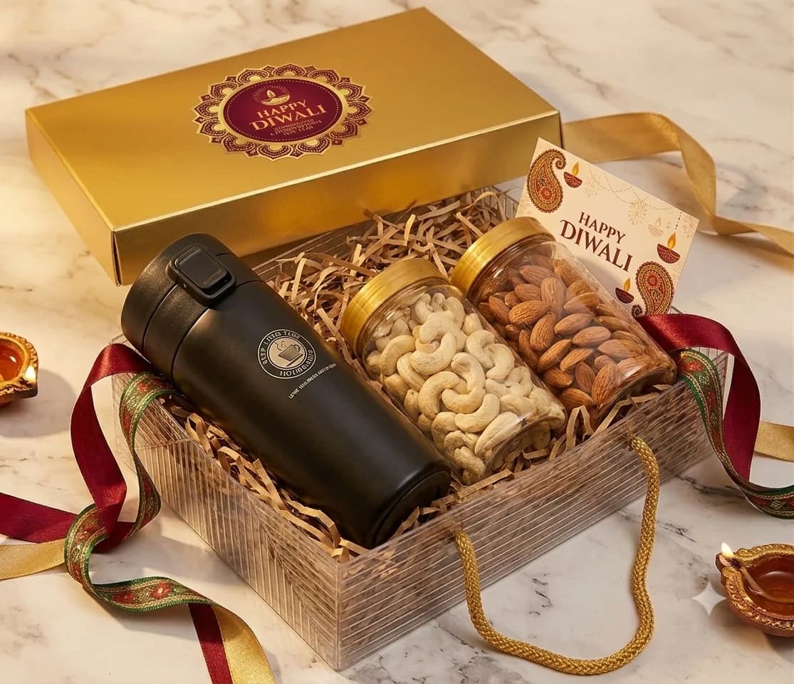 Black Travel Mug Diwali Gift Box